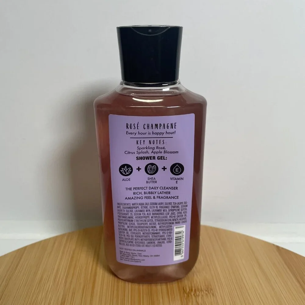 Bath & Body Works Rose Champagne Shower Gel 10 oz Shea Butter Vitamin E Aloe